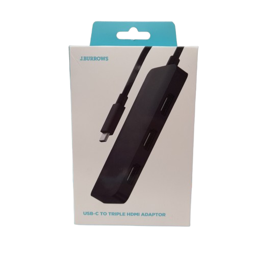 J.Burrows USB-C to Triple HDMI Adaptor Black (MR)