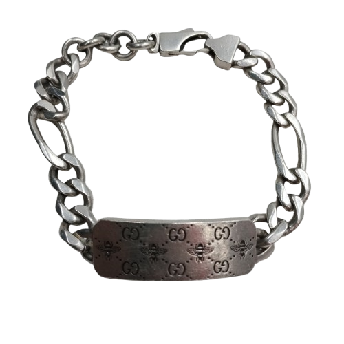 Gucci Sterling Silver GG Signature Bee ID Bracelet (NA-1376891)