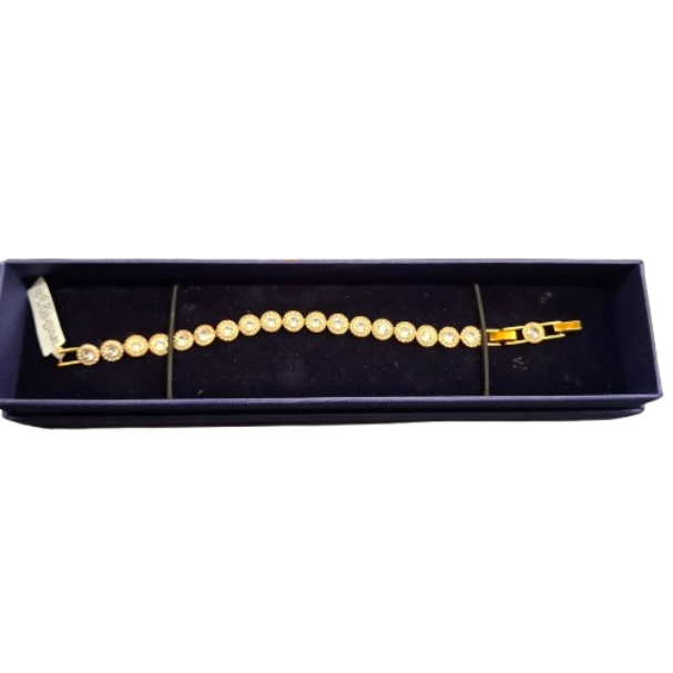 Ladies Gold Metal Swarovski Crystal Bracelet  (JN)