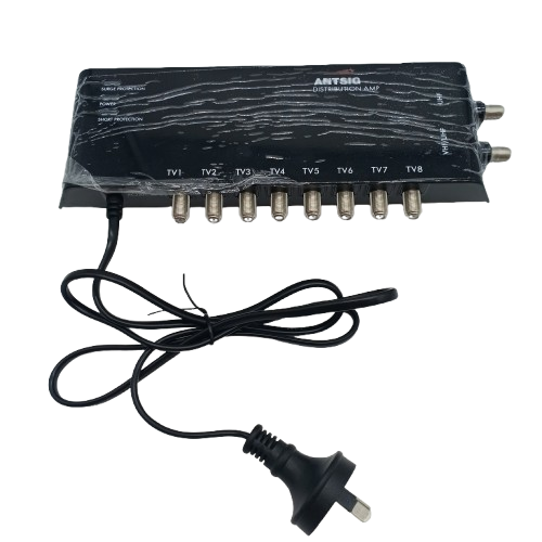 ANTSIG 8 Way Indoor Distribution Amplifer AP868, Black, Like New In Box, With Manual (WR)