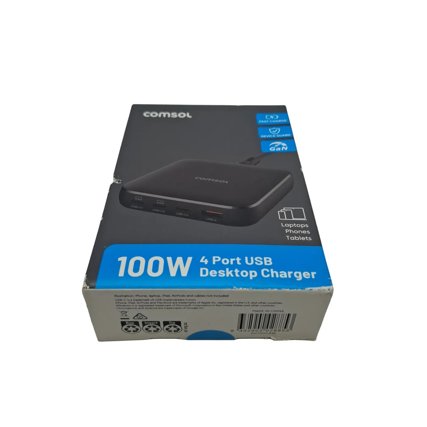 Comsol 100W 4 Port USB Desktop Charger (DC100CAW)  In Box (WR 1403023)