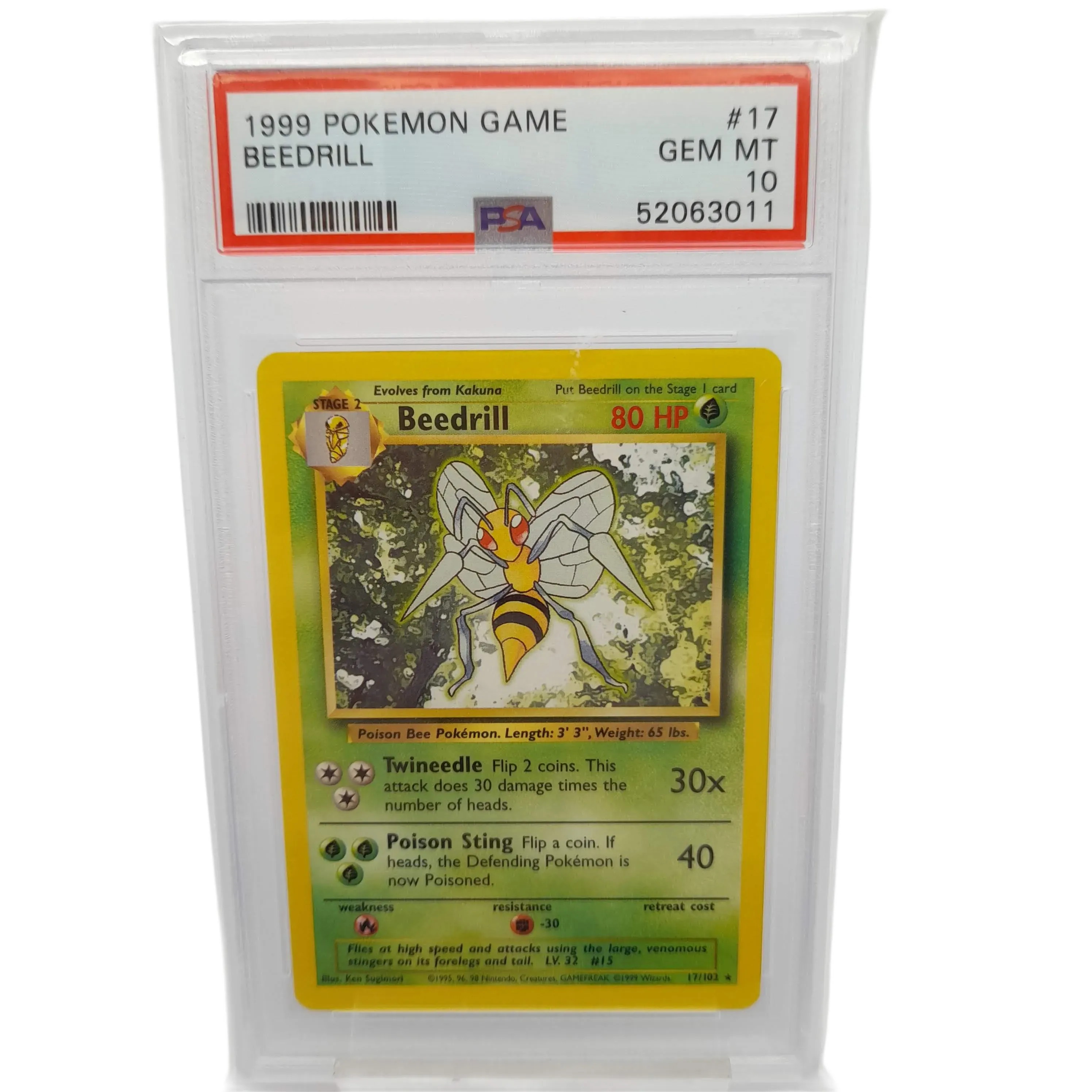 1999 Pokemon Game Beedrill #17 PSA Graded 10 Card