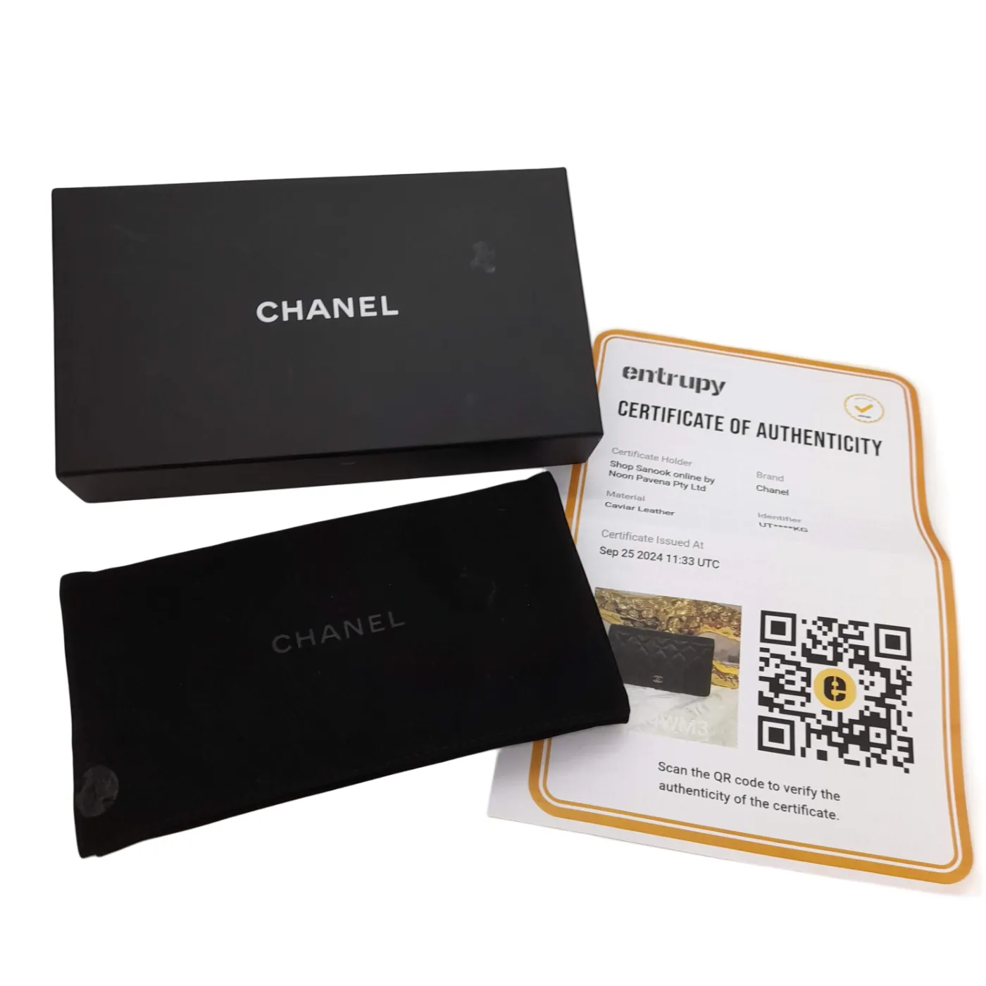 Chanel Caviar Leather Bi-Fold Long Wallet Black/Brown With Dust Bag, Entrupy & Box (WL 1390045)