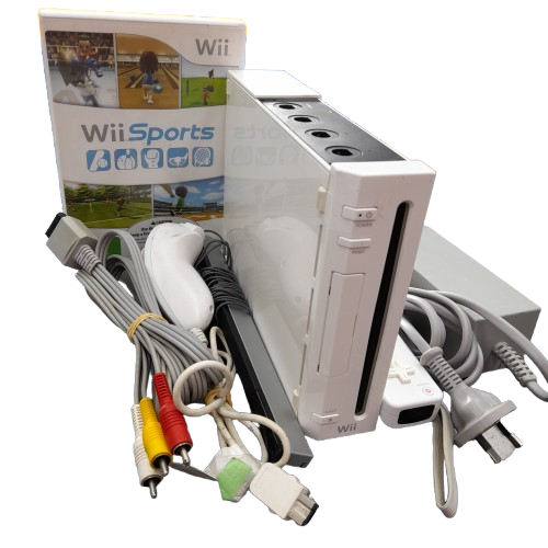 Nintendo Wii RVL-001 White With Controller And Power Cord AV Cable And Sensor Bar