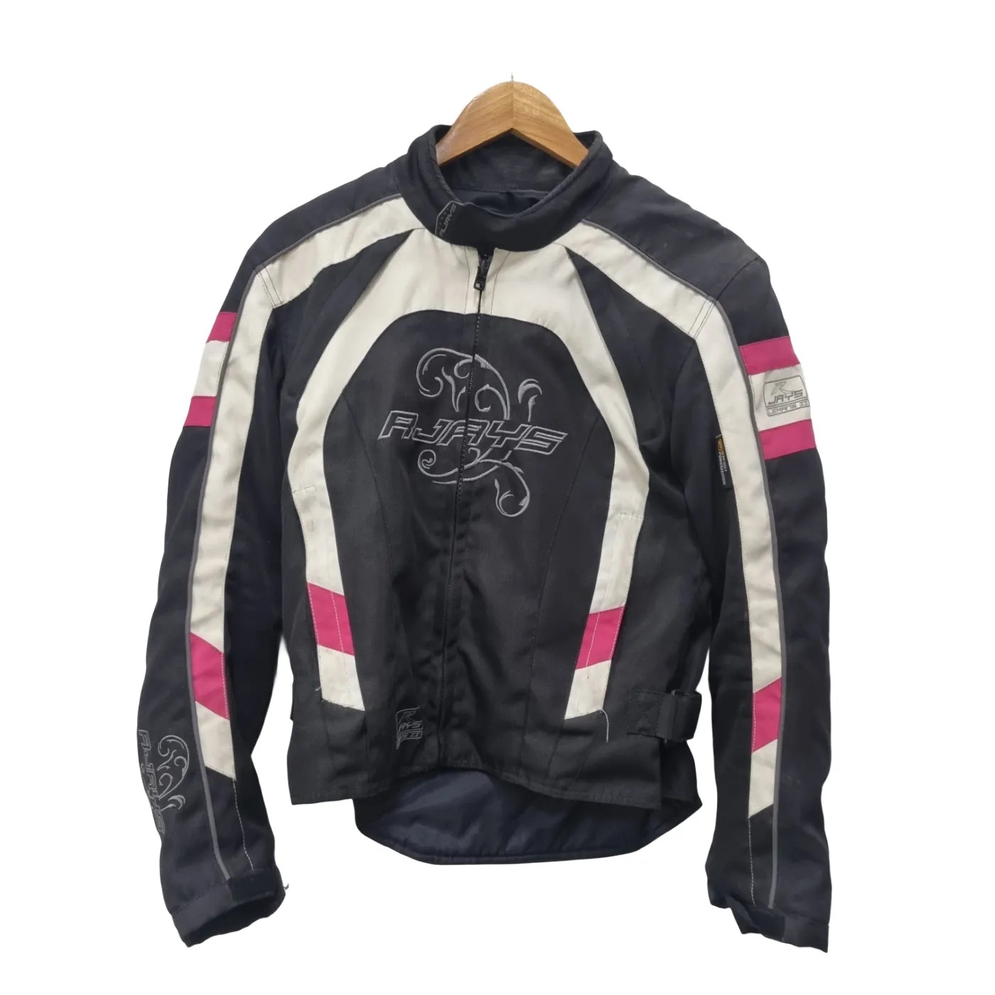 Womens Rjays Motorbike Jacket Pink White Black – Size DS (WR 1417426)