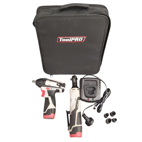 Tool Pro Cordless Impact Wrench Kit With Ratchet Wrench And Battery Charger With 2 Batteries (NA)