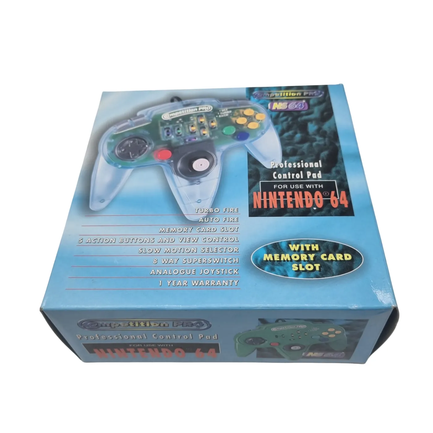 NS64 Competition Pro Controller Clear In Box With Manual (WR 1398704)