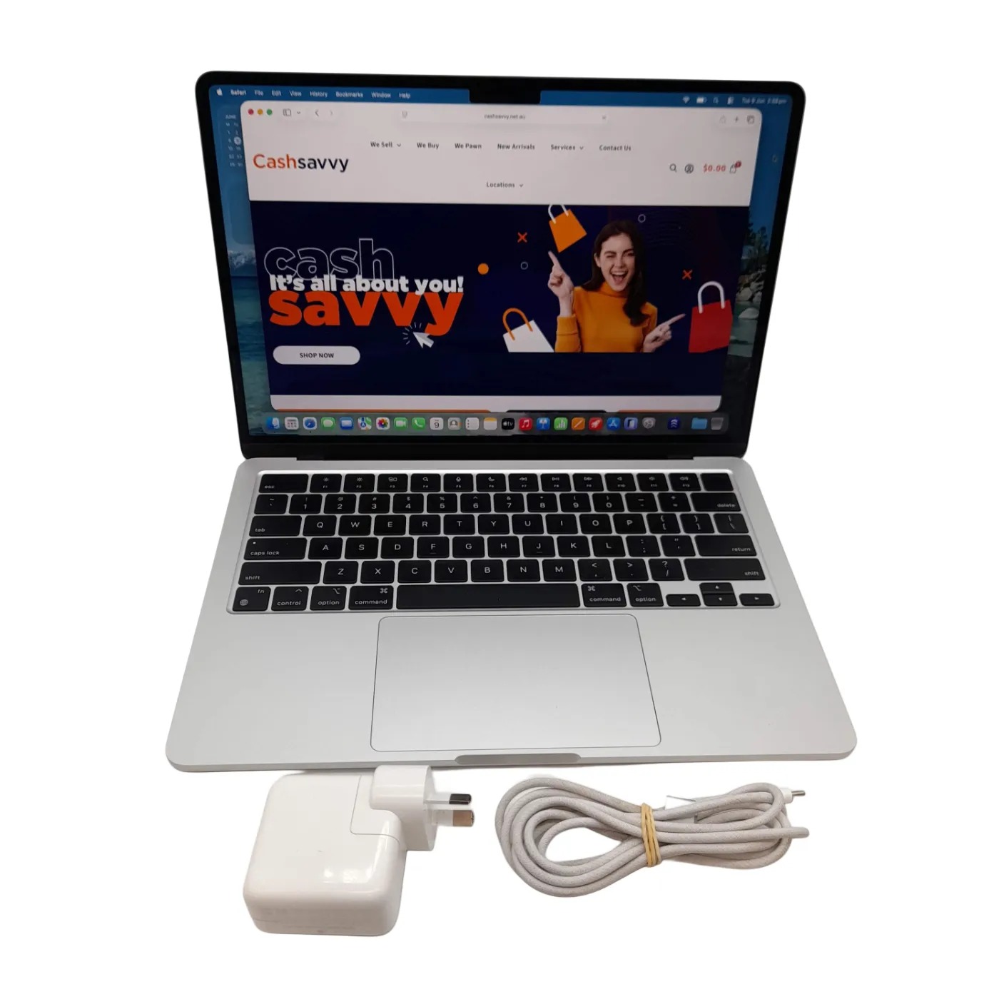 *Sold As Is – Whitening Through Screen LCD Damage* Apple MacBook Air A2681 M2 2022  8GB Memory 512GB SSD + Box + Charger (WR 1410412)