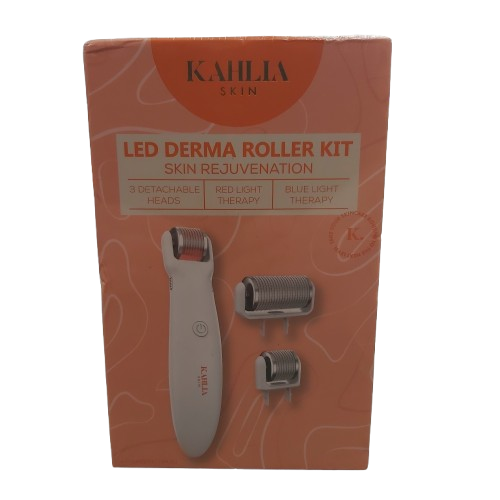 Kahlia Skin LED Derma Roller Kit, Like New, With 3x Roller, Charging Cable, Manual, Box