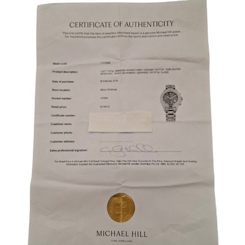 Michael Hill Diamond Chronograph Stainless Steel Watch (JN)