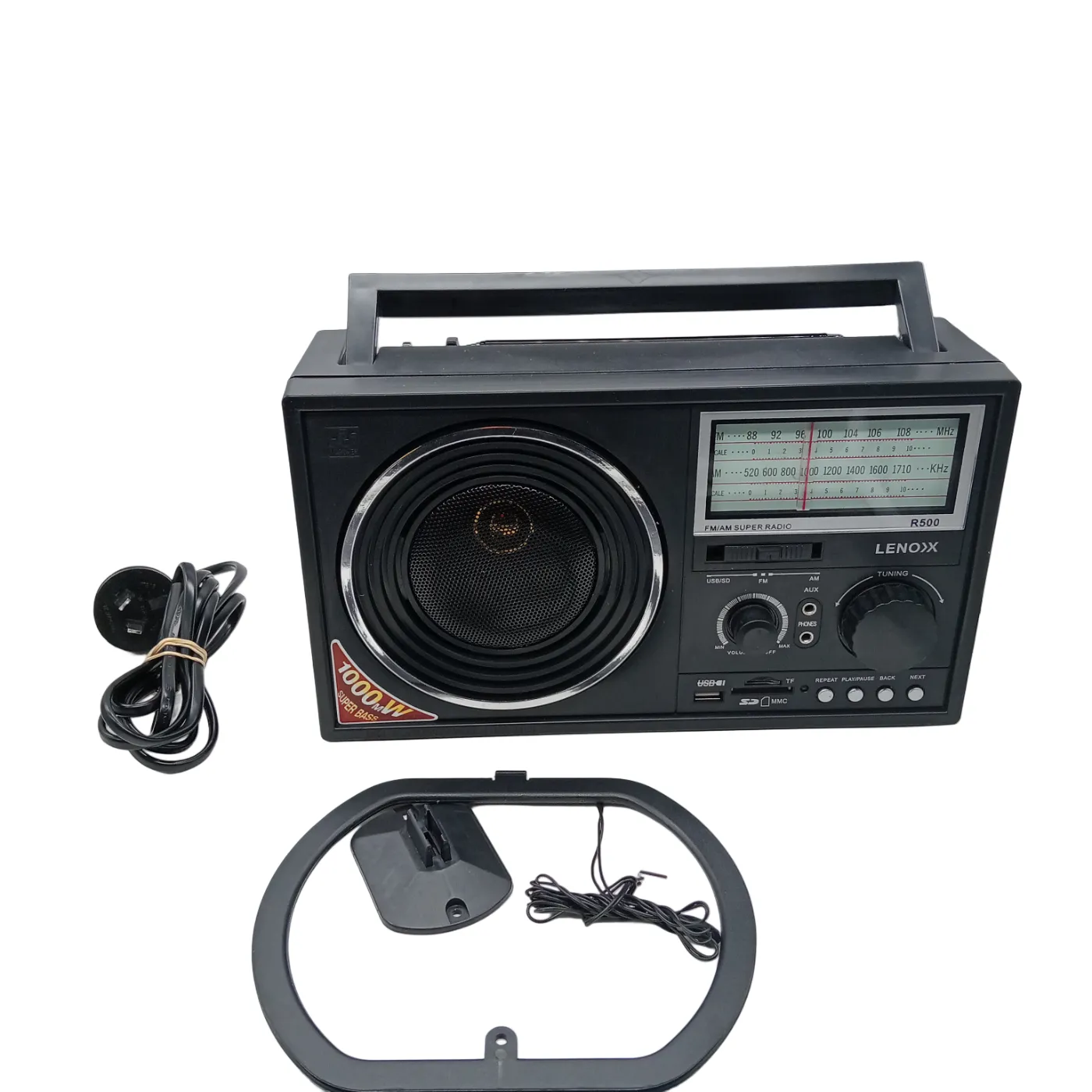 Lenoxx R500 AM/FM Super Radio – Black (WR)