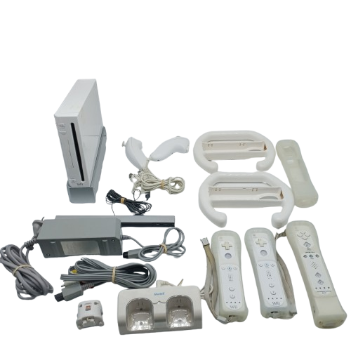 Nintendo Wii Console RVL-001 White + 3 Controllers + Sensor Bar + Power + Chargers + Accessories (CP 1421232)