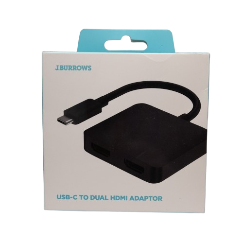 J.Burrows USB-C to Dual HDMI Adapter Black (MR)
