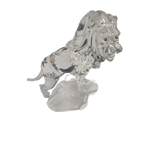 Swarovski Lion on a Rock Crystal Statue **END OF TAIL IS BROKEN**