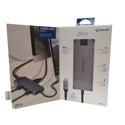 Bonelk 8-in-1 USB-C Multiport Hub Grey (LN)