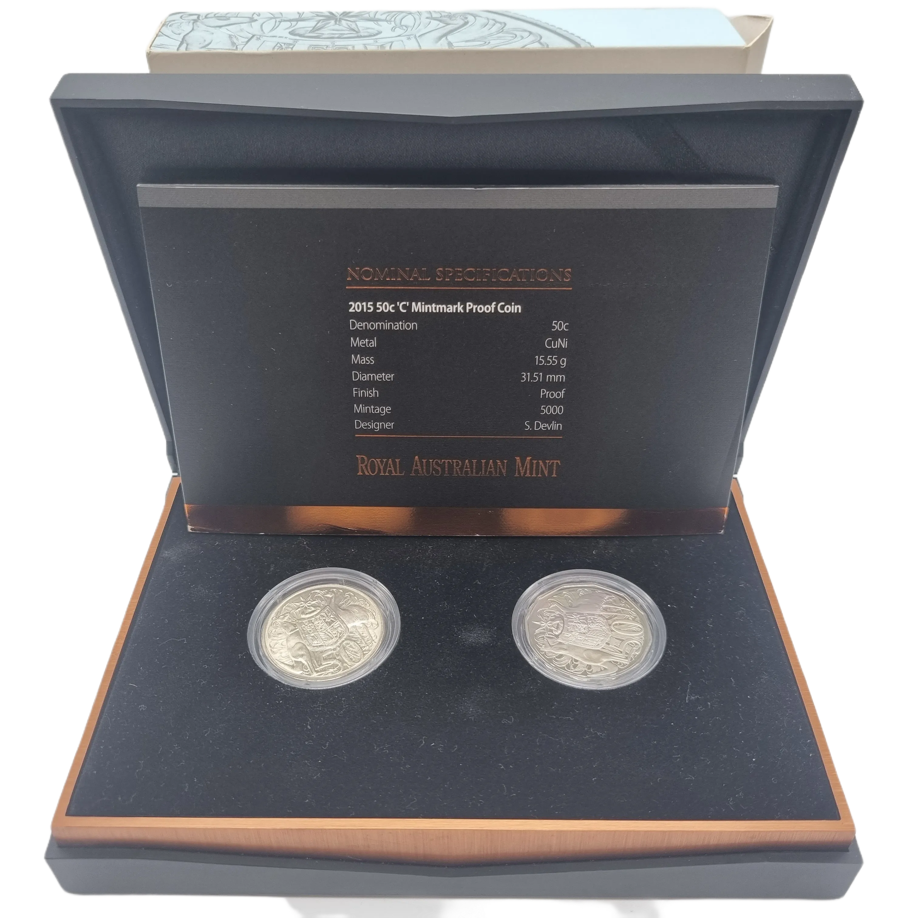 Australia 1965-2015 50.50 50th Anniversary of the Royal Australian Mint 50 Cent Two Coin Set