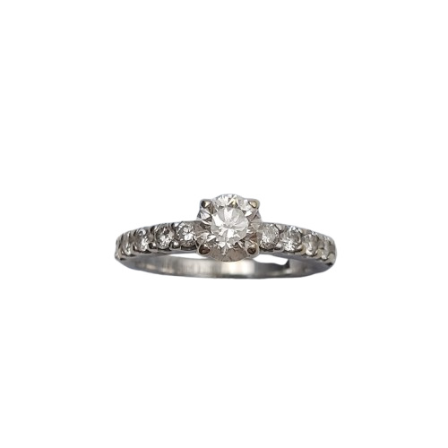14ct White Gold 11-Stone Diamond Ring – 0.20ct G/I1 Centre, 10 Accent Stones – Size 51 – Valued at AUD $7,000