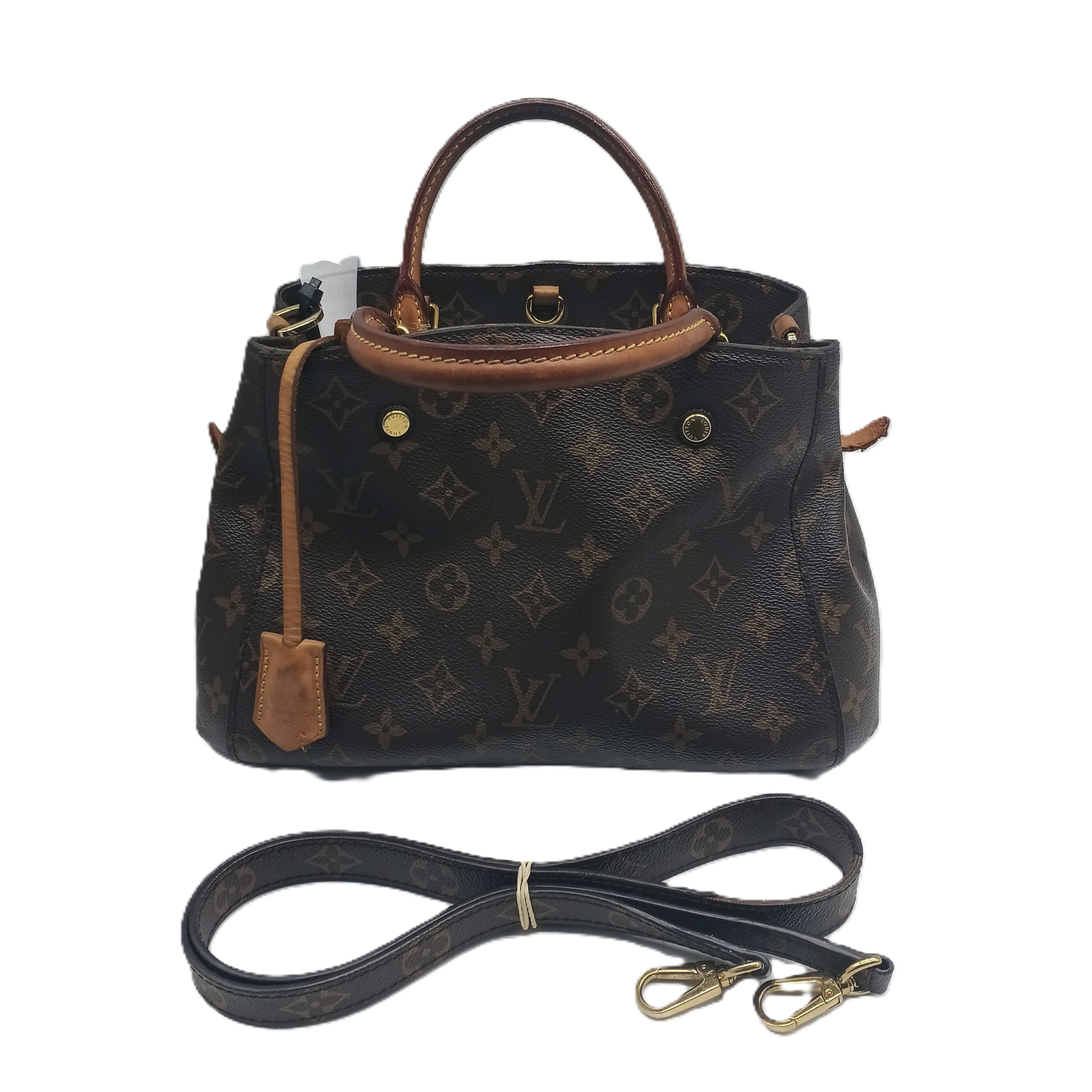 Louis Vuitton Montaigne Handbag + Strap + Entrupy Verification – *signs of wear pictured* (CP 1406264)