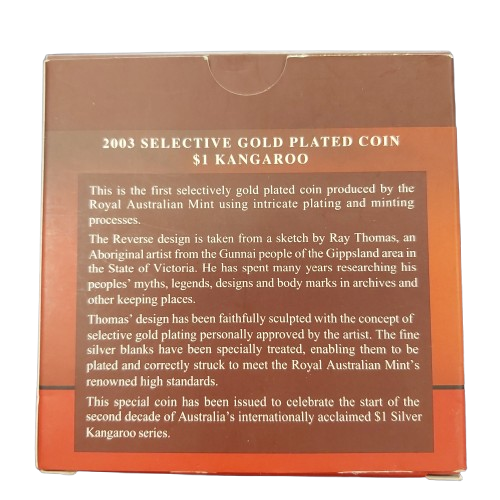 Royal Australian Mint 2003 $1 Kangaroo – Australia’s First Selective Gold Plated Coin