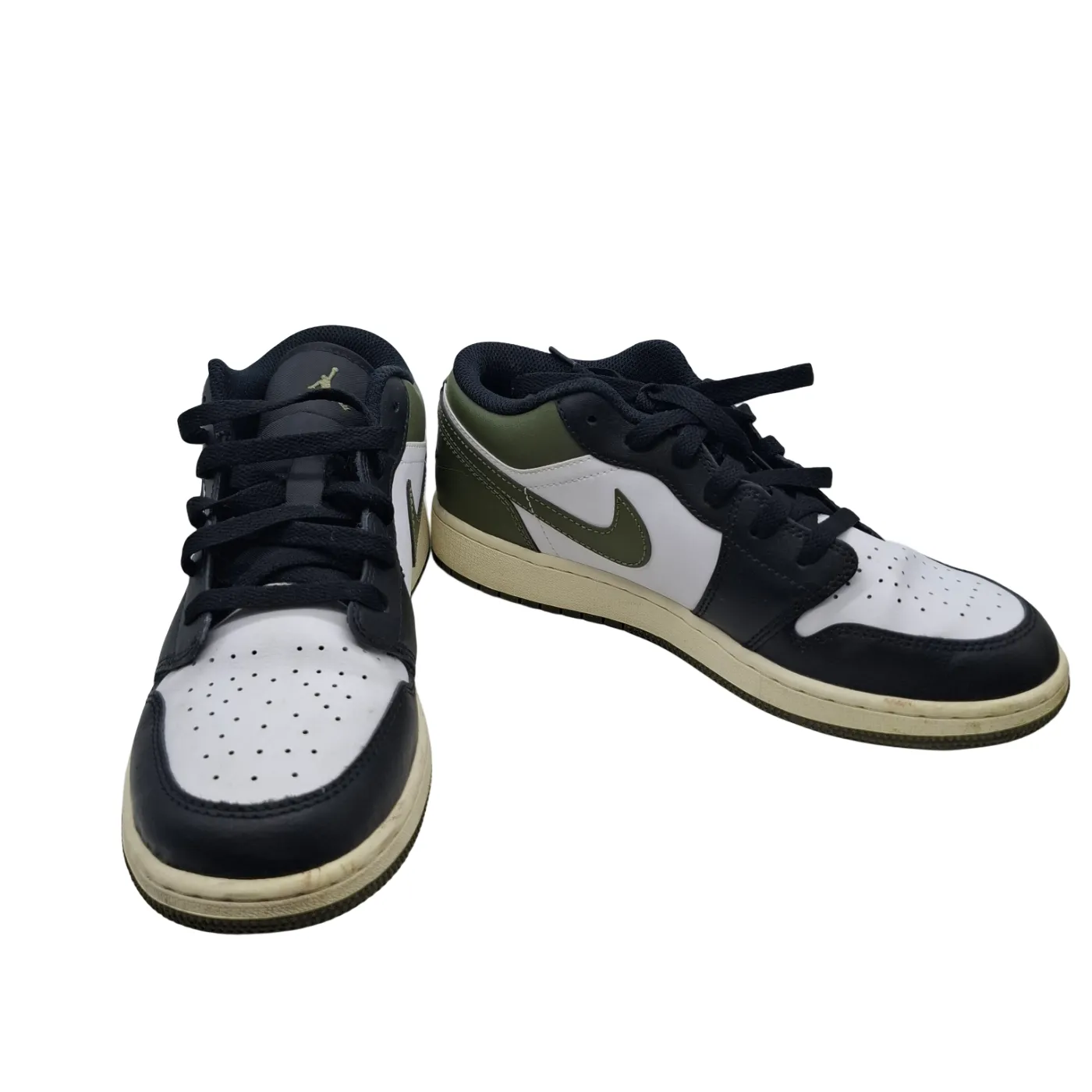 Nike Air Jordan 1 Low GS Black Medium Olive White 553560-092 Kids 7Y (WR 1421077)
