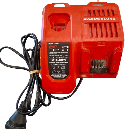 Milwaukee M12-18FC Charger, Red, Very Good USED Condition, Has Sharpie On Back + Side (GE 1392349)