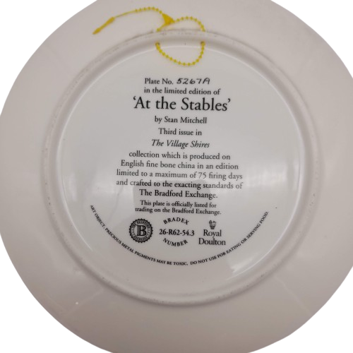 Royal Doulton At the Stables by Stan Mitchell Fine Bone China Bradex Collector’s Plate – Made in England