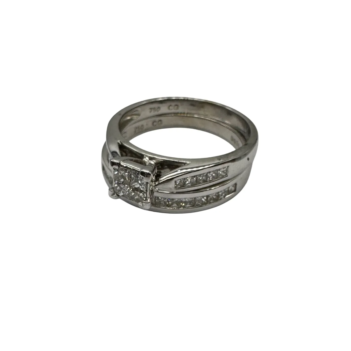 Ladies 18ct White Gold 28 Stone Diamond 2 Ring Set 0.75ct TDW O 7 1/4 With Valuation (WR)