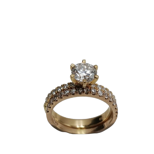 Ladies 18ct/14ct Yellow Gold Diamond Ring Wedding Set With 1.16ct Lab Grown Diamond 18ct Engagement Ring TDW 1.53ct + 14ct Yellow Gold Band TDW 0.49ct With Valuation Report Size N1/2 (NA 1363373)