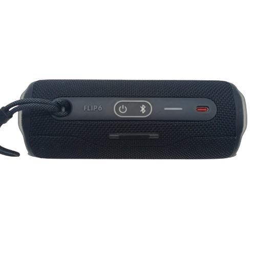 JBL Flip 6 Rechargeable Bluetooth Speaker, Black, Very Good USED Condition, Light Scuffing to Logo (CP)