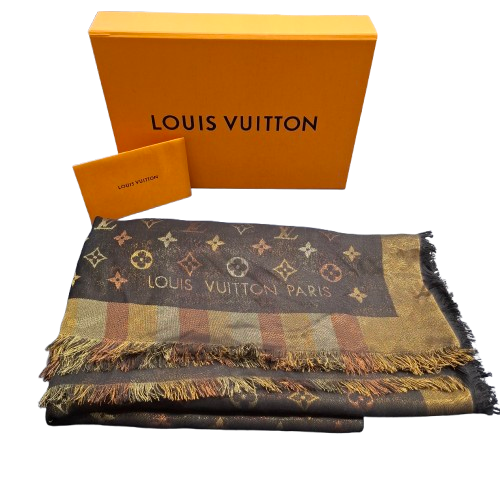 Louis Vuitton M75125 Monogram Shine Shawl Brown Gold (1423763) (JN)