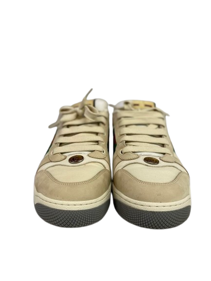 GUCCI SHOES SCREENER SIZE 9 1/2 CREAM GREEN RED TESTED (1413655) (NG) Entrupy Certification