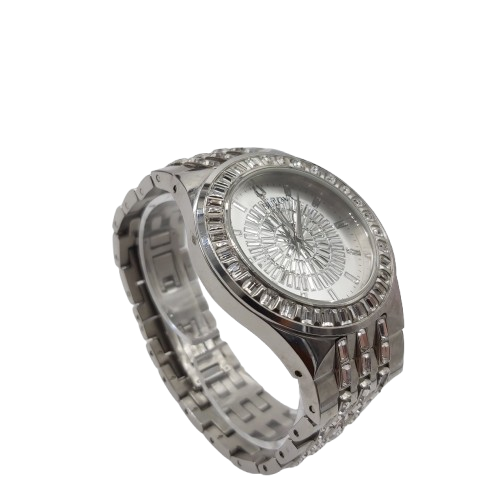 Bulova Phantom Quartz Crystal Silver Pave Dial Men’s Watch Good Condition (NA)
