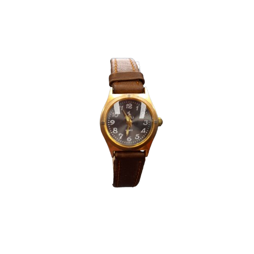 Ladies Brown/Bronze Unbranded Analog Watch with Black Glass and Brown Leather Band (MR)