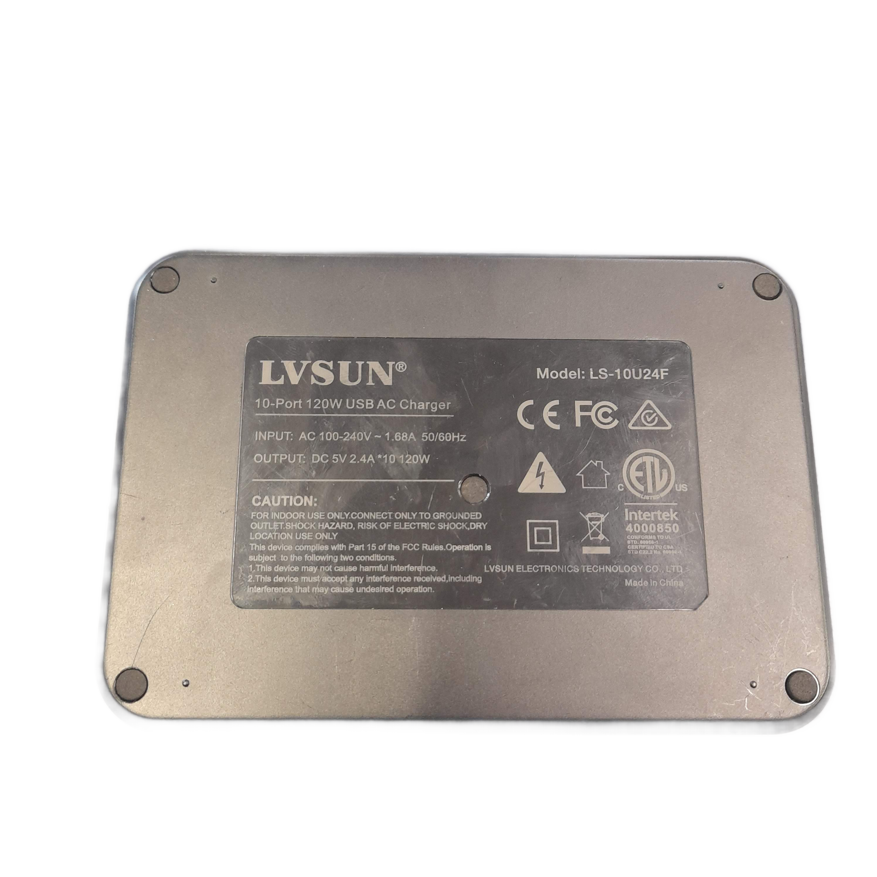 LYSUN USB Hub LS-10U24F Black 10-Port with Power Cord (GE 1406438)