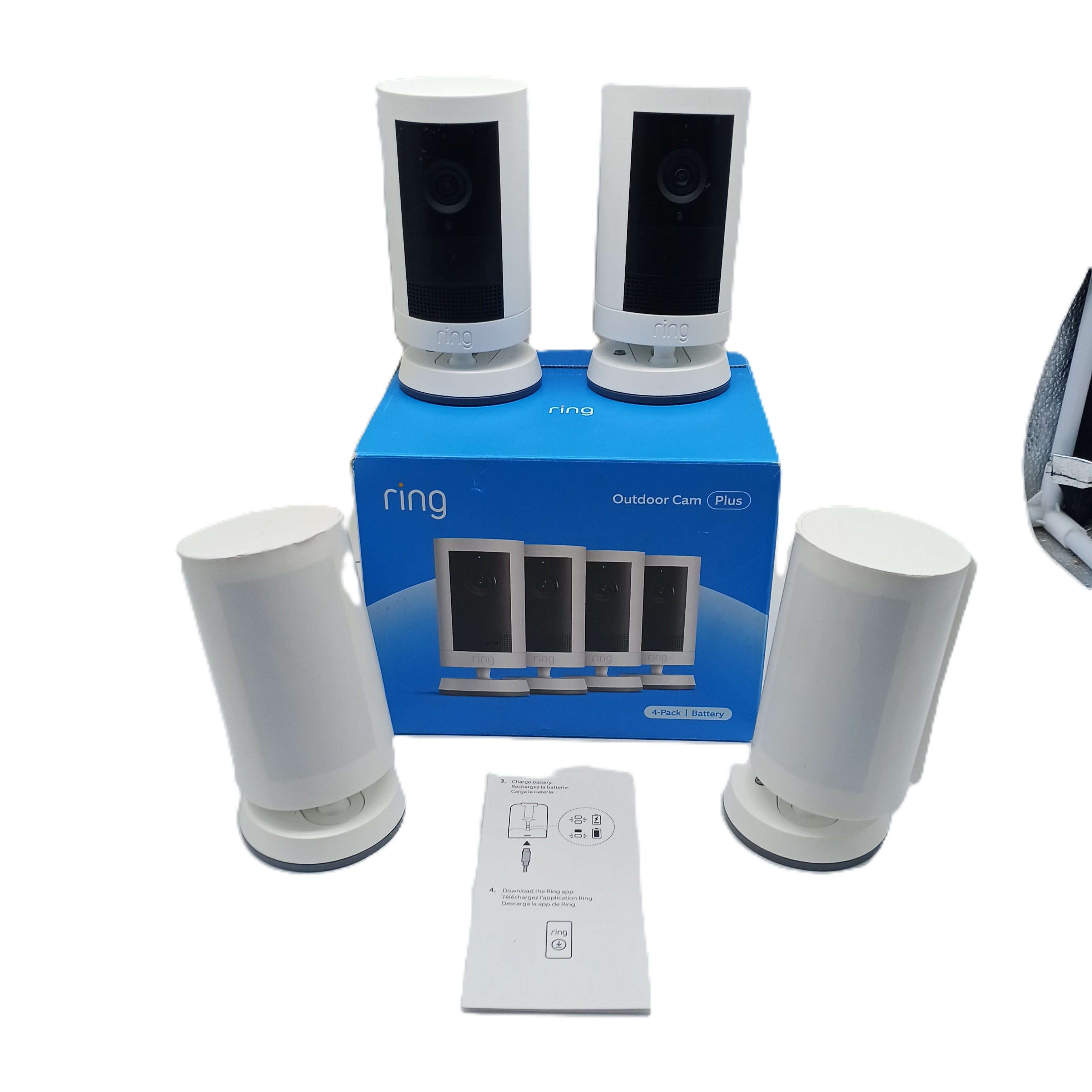 Ring Outdoor Cam Plus 5CCEAB White – 4 Cameras + Manual (CP 1414865)