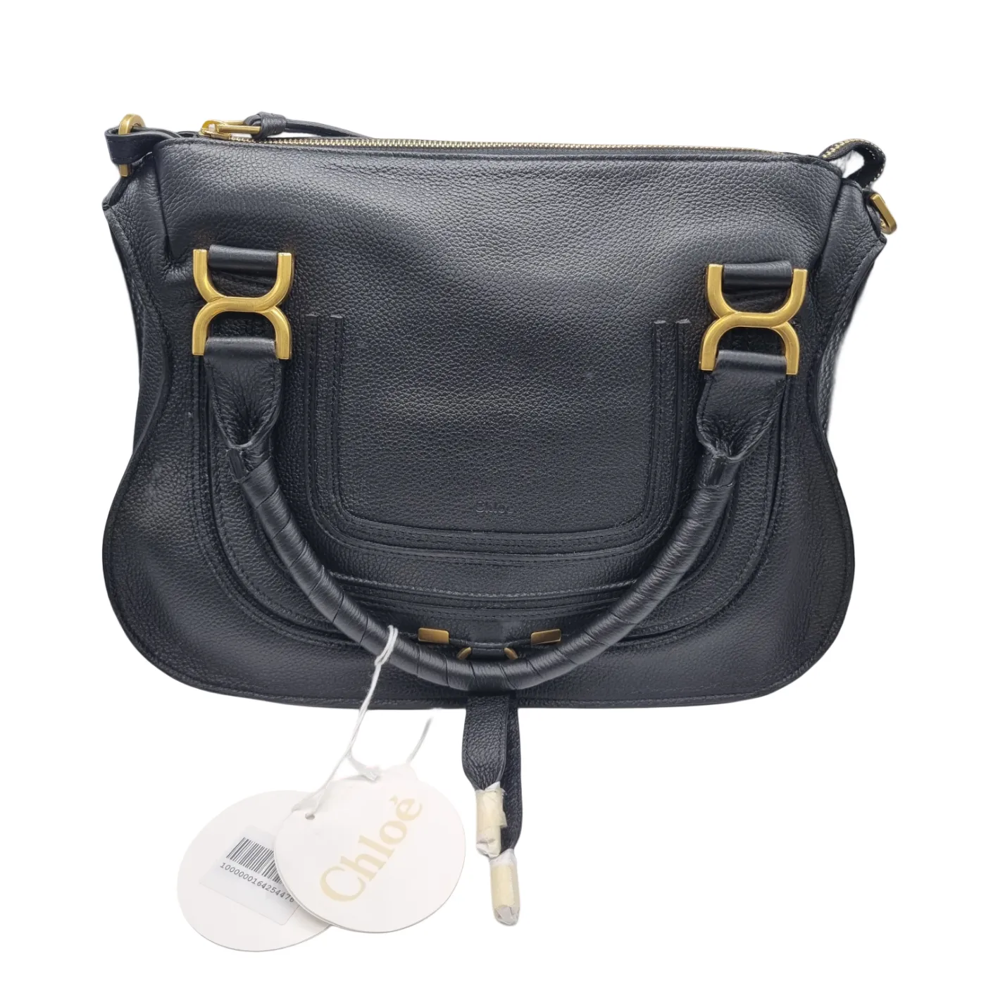 Chloé Marcie Medium Double Carry Bag – Black Leather + Box + Dustbag + Invoice (RRP: $3,360)