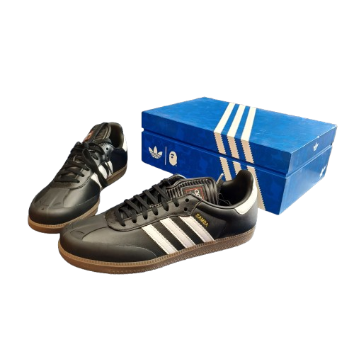 Adidas Bape X Adidas Samba ‘Black White Gum’ Sneakers JR9246 US 12 (LEL)