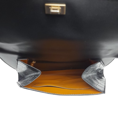 Charles & Keith Black Leather Bag with Wooden Handle (MR)