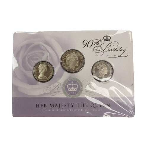 90th Birthday Her Majesty The Queen 2016 Frosted Uncirculated Three Coin Set