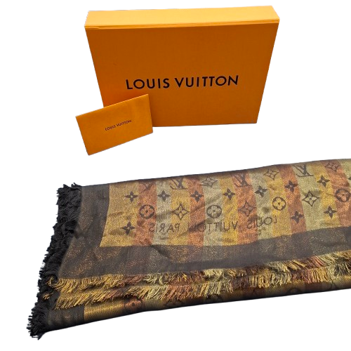 Louis Vuitton M75125 Monogram Shine Shawl Brown Gold (1423763) (JN)