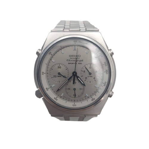Men’s Seiko Ghost Gray Watch – Sports 100 Quartz Chronograph