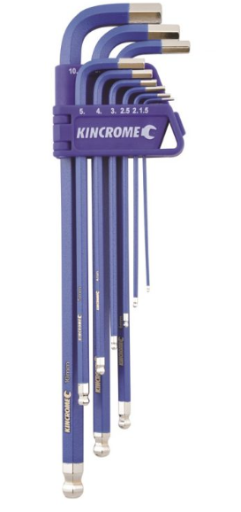 Kincrome 9 Piece Ball Point Hex Key Set K5043 Like New