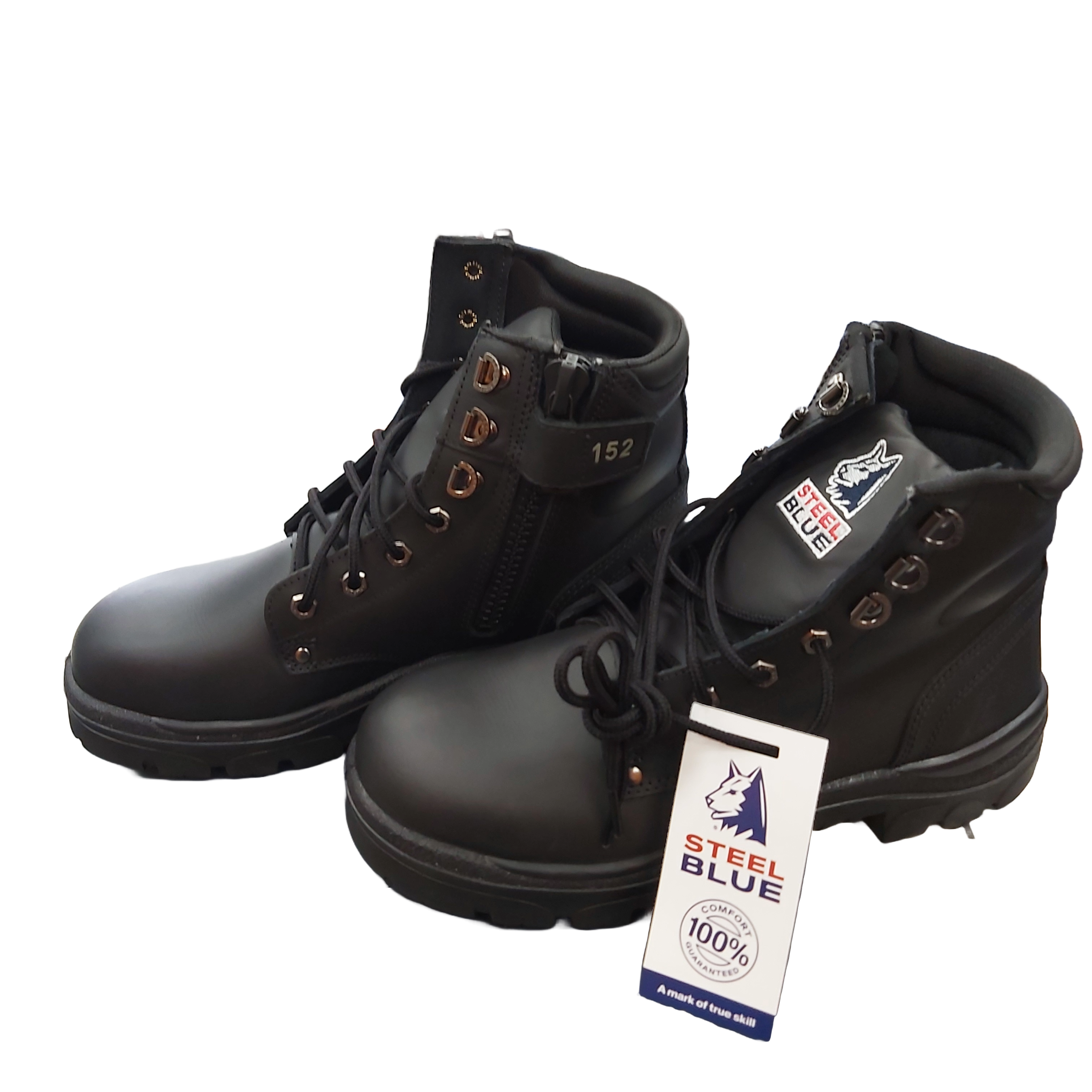Men’s Steel Blue Argyle Zip Boots Style 312152-S2, Black, Like New With Tags + Box, Size AU 9.5/US 10.5/EUR 44 (WR 1342964)