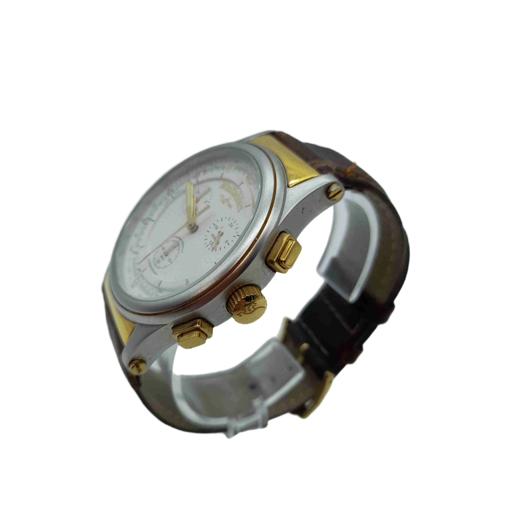 Wallabies Watch 213/250 Men’s White Gold Silver Brown Leather Band Analogue (WL 1433356)