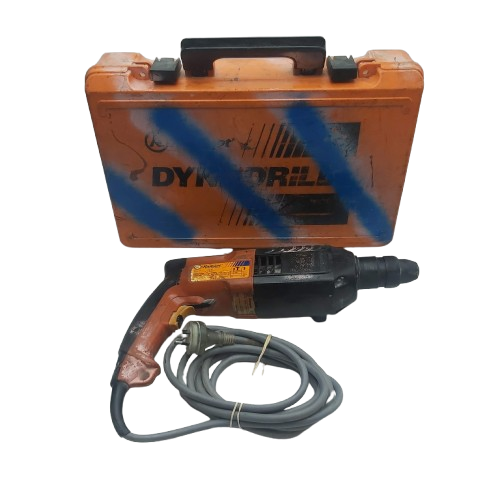 Ramset Dynadrill Rotary Hammer DD521, Heavy Wear + Tear, With Spray Painted Hard Case + 2 Bits (NA 1354286)