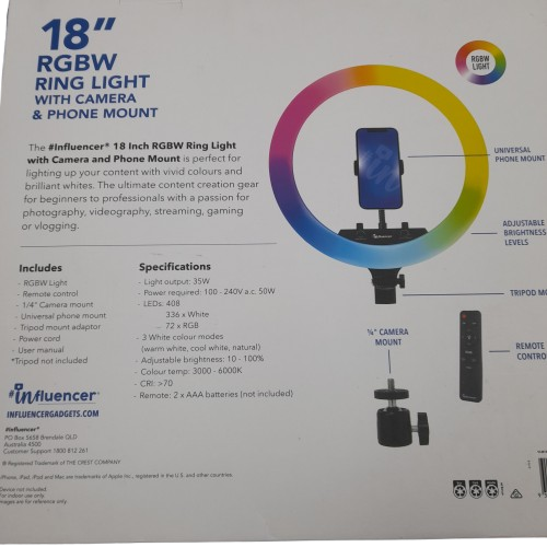 UNFLUENCER 18″ RGBW Ring Light VLM13003 (MR)