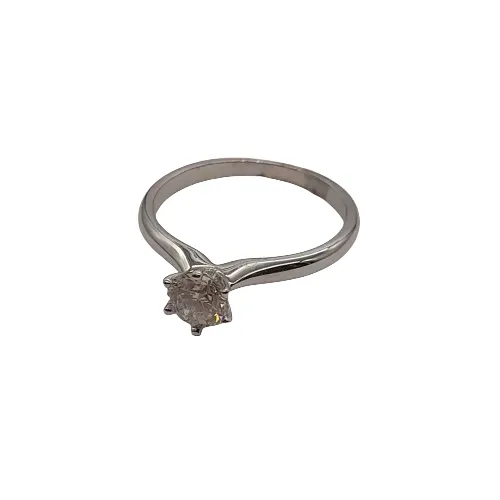 Ladies 18ct White Gold Round Ring with Round Brilliant Diamond 6 Claw Set TDW 0.54ct K 5 1/2 With Valuation