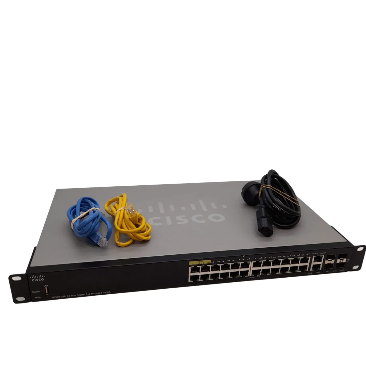 Cisco SG350-28P 28-Port Gigabit PoE Managed Switch +Leads (WL)