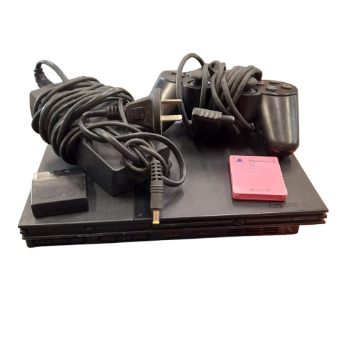 Sony PlayStation 2 Slim SCPH-79002 Black with 2 Controllers and 2 Memory Cards (GE)