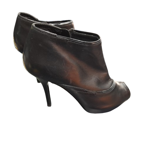 Louis Vuitton BL0141 M Black Leather Open-Toe Heels Size 36 (LN)